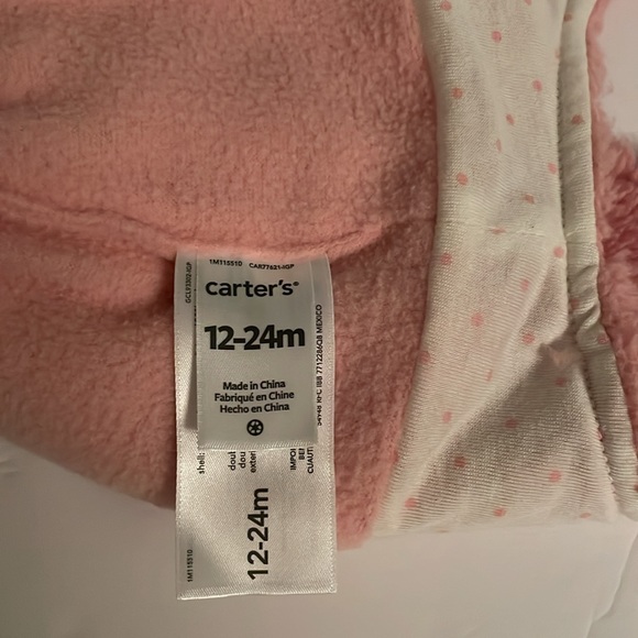 Carter’s Set of Fuzzy Sherpa Hat and Mittens, 12-24 M, pink. 3D ears on hat - Picture 11 of 17